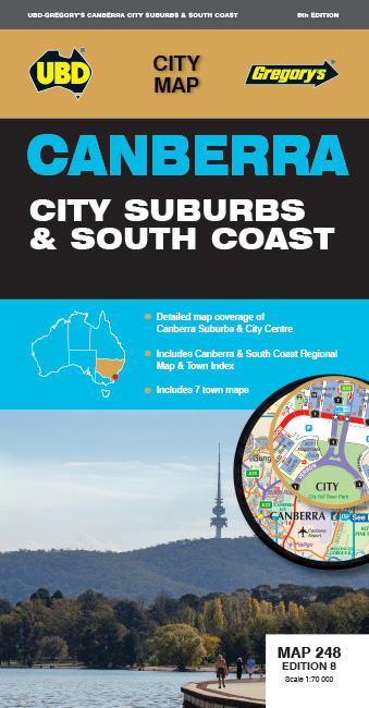 NEW Canberra City Suburbs & South Coast Map 248 8th ed by UBD Gregory's (2023) - Picture 1 of 1